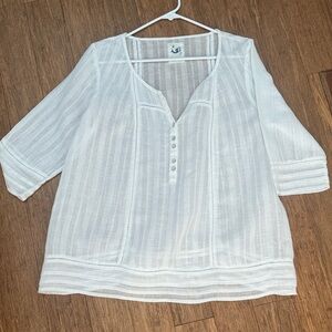 White Linen Top - Size L